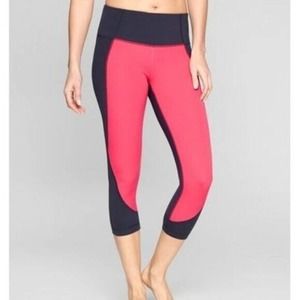 Athleta Blue and Pink Color Blocked Cropped Leggings Sz XS